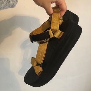 Teva flatform sandals in gold